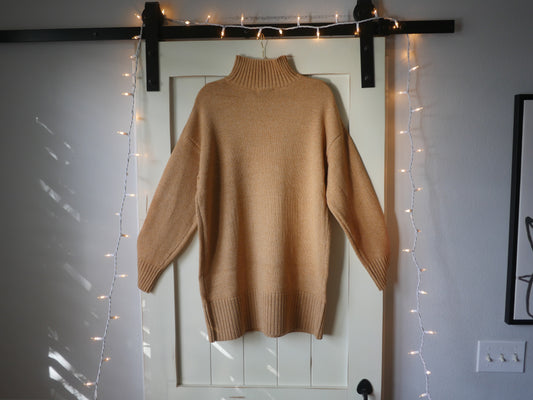 Zenana Sweater Dress in Camel