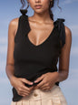 V-Neck Tie Bow Shoulder Tank
