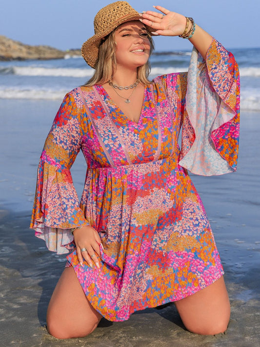 Floral Print Long Sleeve Mini Dress