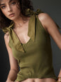 V-Neck Tie Bow Shoulder Tank