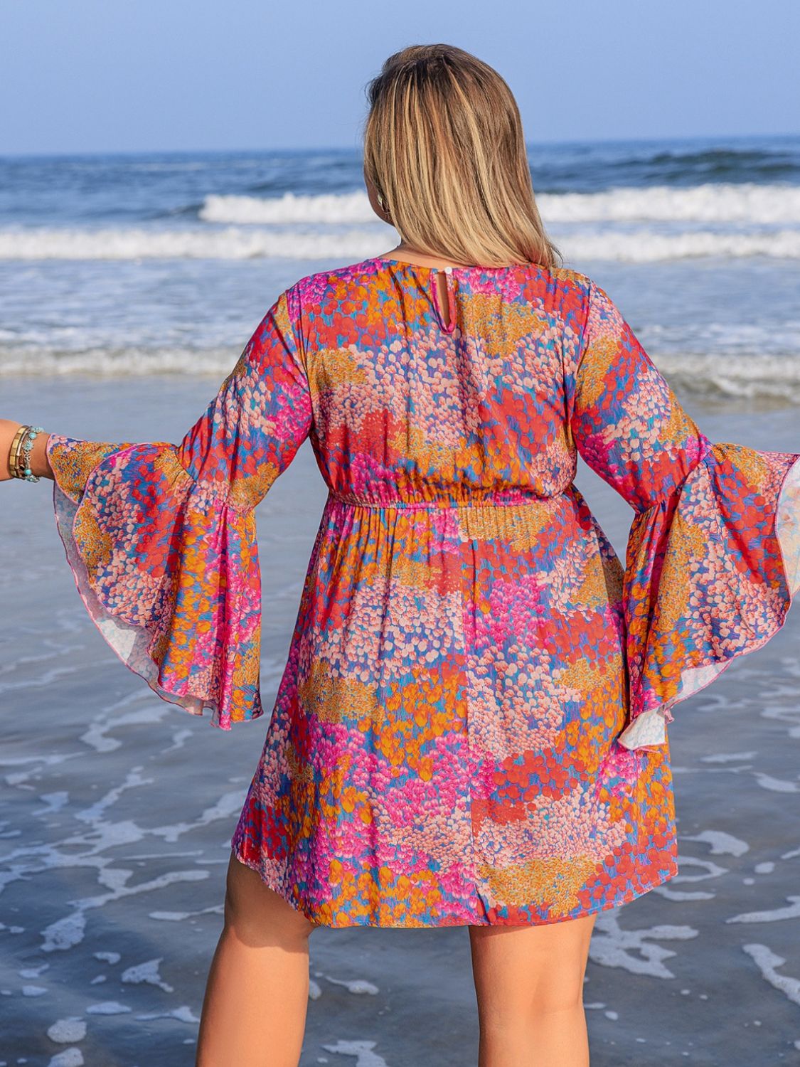 Floral Print Long Sleeve Mini Dress