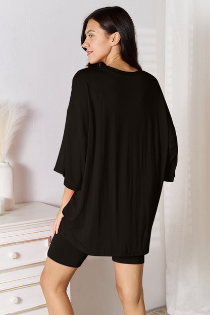 Basic Bae Soft Three-Quarter Sleeve Top and Shorts Set