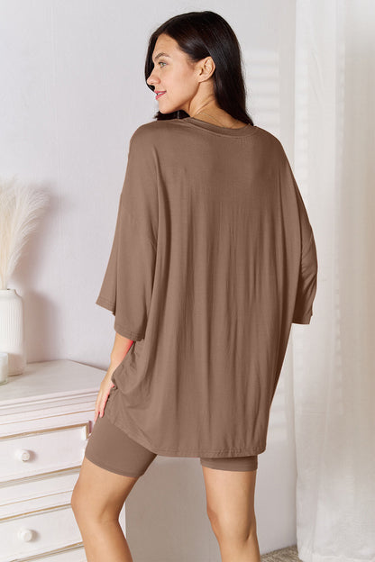 Basic Bae Soft Three-Quarter Sleeve Top and Shorts Set