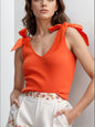 V-Neck Tie Bow Shoulder Tank