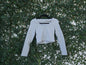 OQQ White Long Sleeved Crop Top, Size M