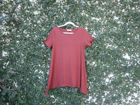 Zenana Shark Bite Tee, Rust