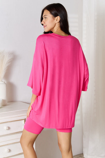 Basic Bae Soft Three-Quarter Sleeve Top and Shorts Set