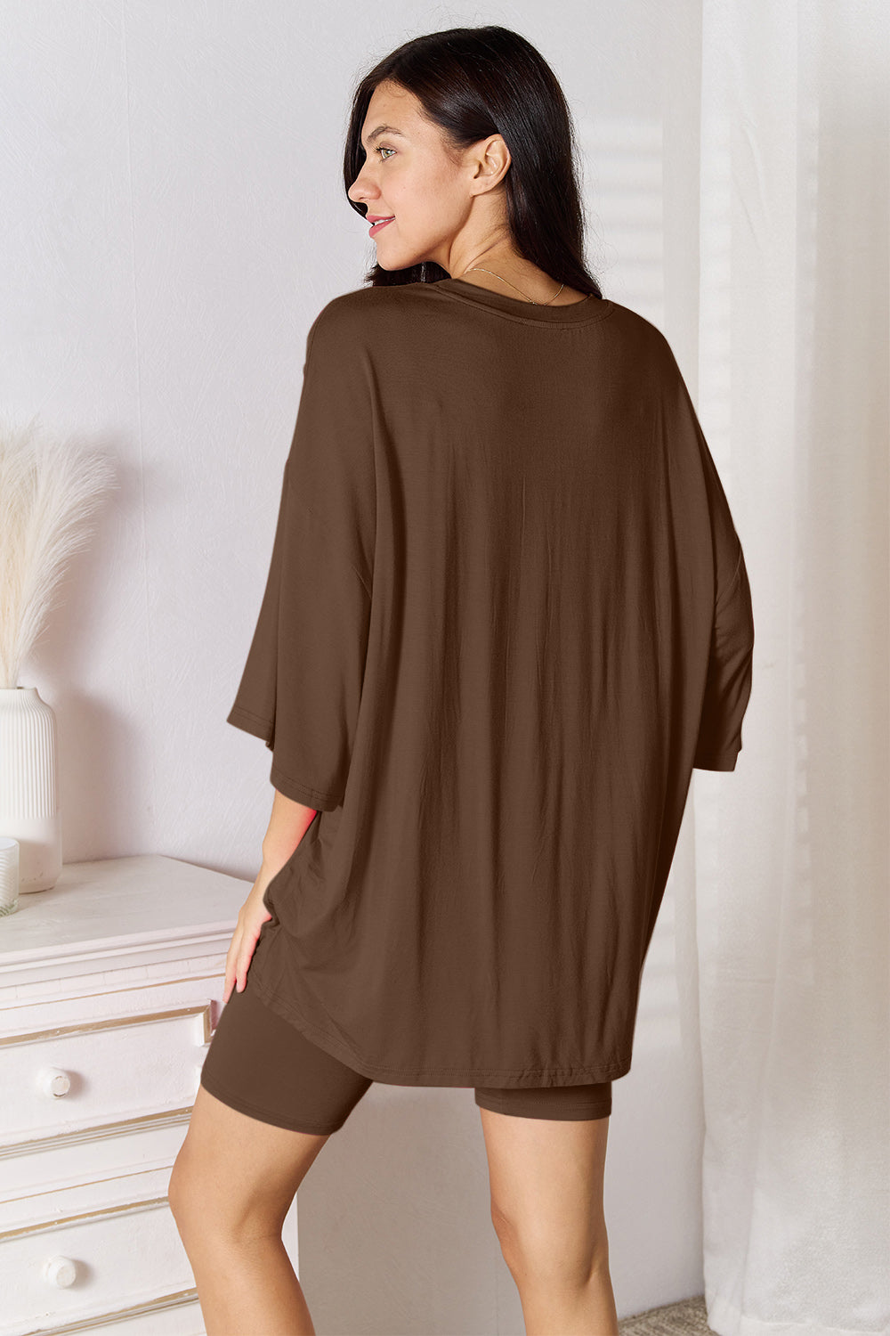 Basic Bae Soft Three-Quarter Sleeve Top and Shorts Set