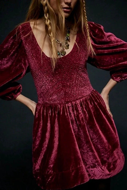 Free People Farrier Velvet Dress in Mauve, Size L